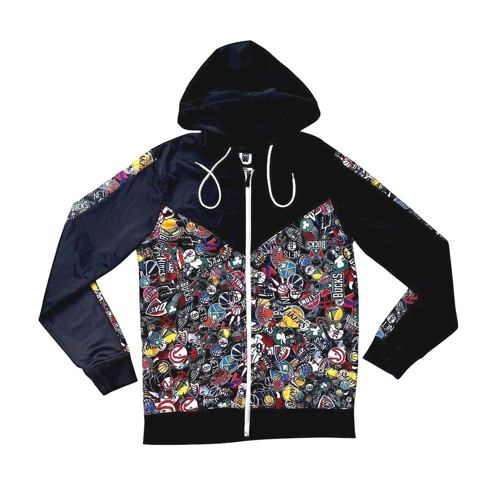 NBA All Teams Logo Hoodie Men's Medium U‎ Win Licensed AOP Full Zip Basketball